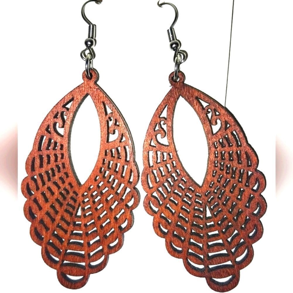 Ladies Gorgeous Bollow Wooden Earrings